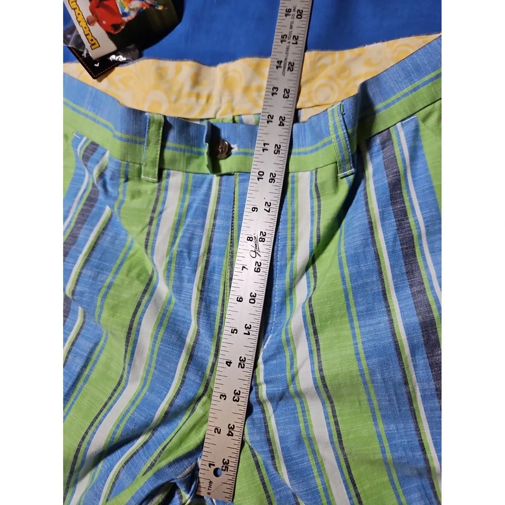 Loudmouth Golf Pants Nassau Lime Blue Striped John Daly Pants 36x34 Tall NEW